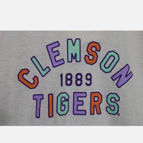SUMMIT JORDYN CREW NECK CROPPED TEE WITH SLEEVE STRIPES CLEMSON TIGERS M NWT - Picture 3 of 8